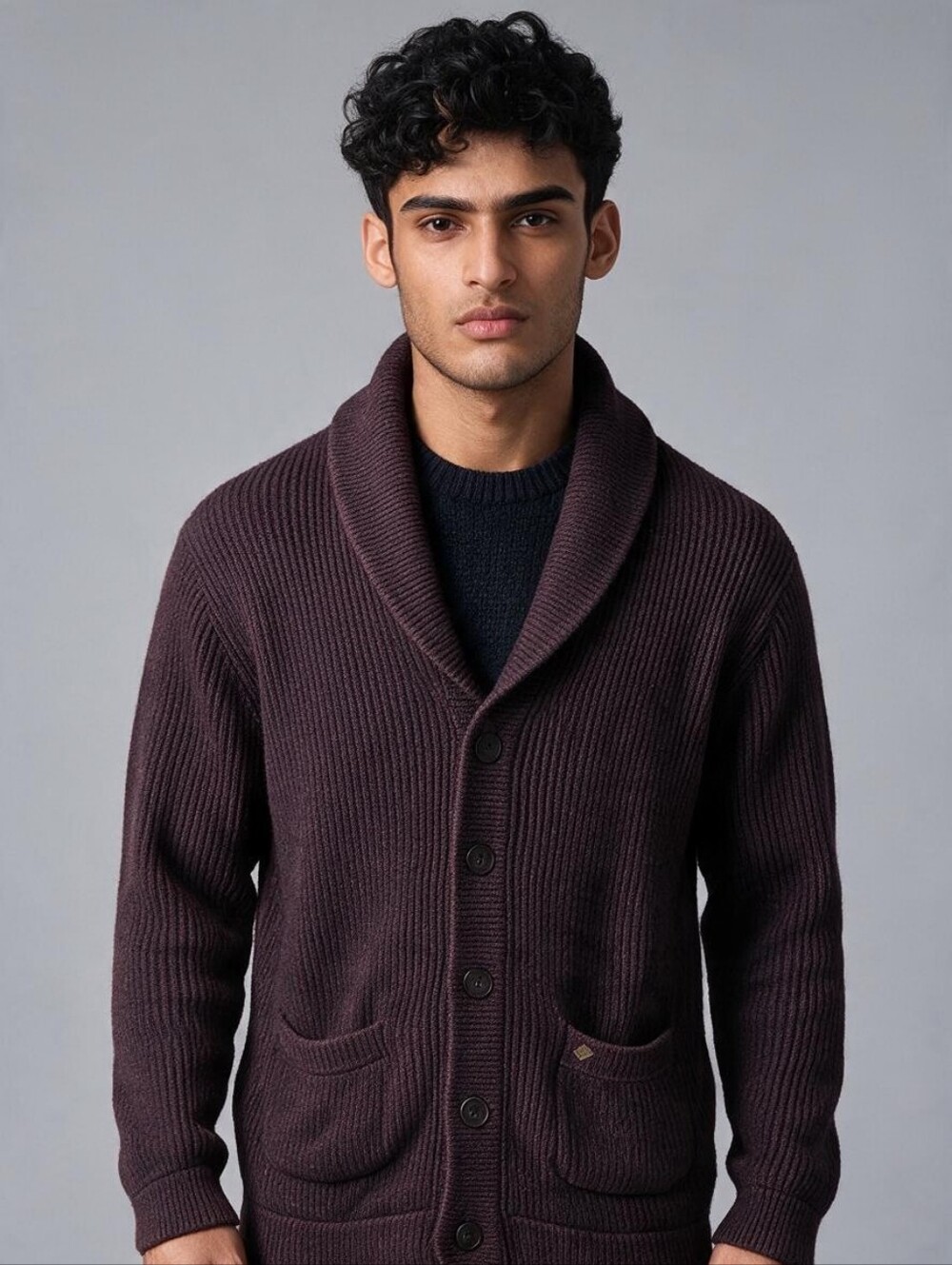 Jack & Jones - Jermy Shawl Collar Ribbed Knit Cardigan Burgundy - L